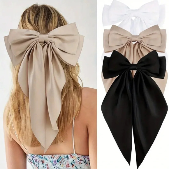 Large  Satin Bow Hairclip - Picture 1 of 12